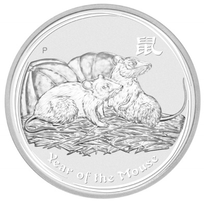 2008 1oz Silver Lunar MOUSE